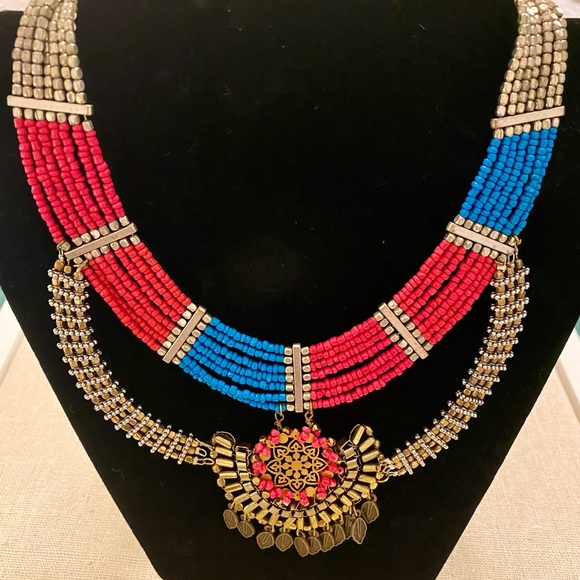 Blue pink Beads Fashion necklace - Picture 1 of 3